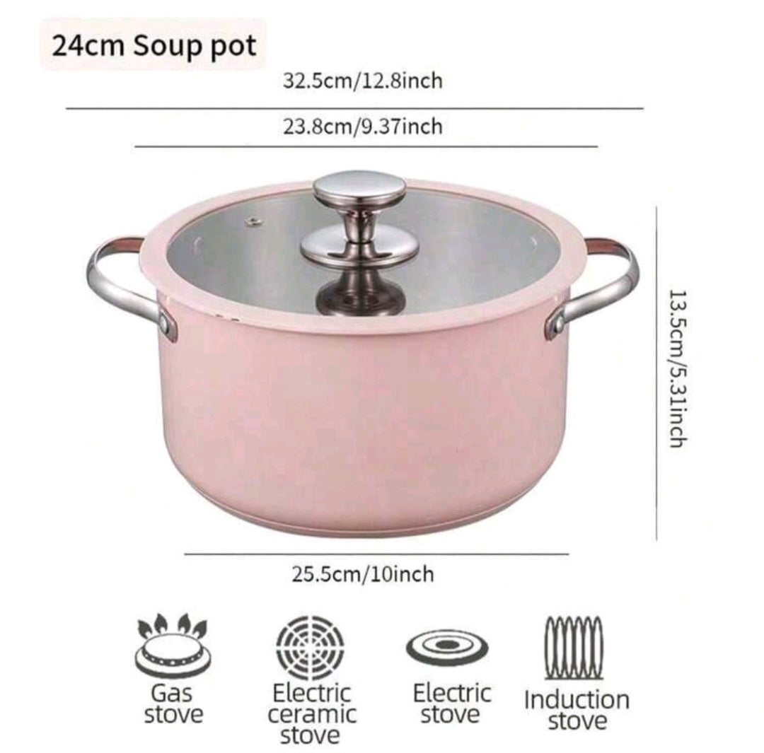 1 Set 304 Stainless Steel Ceramic Coated Pot Set